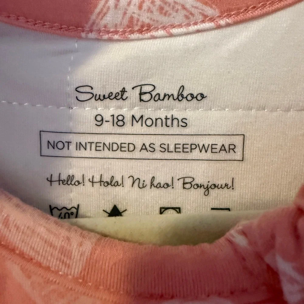 Sweet Bamboo Pink Heart Print Wearable Blanket Sleep Bag 9-18 Months Viscose